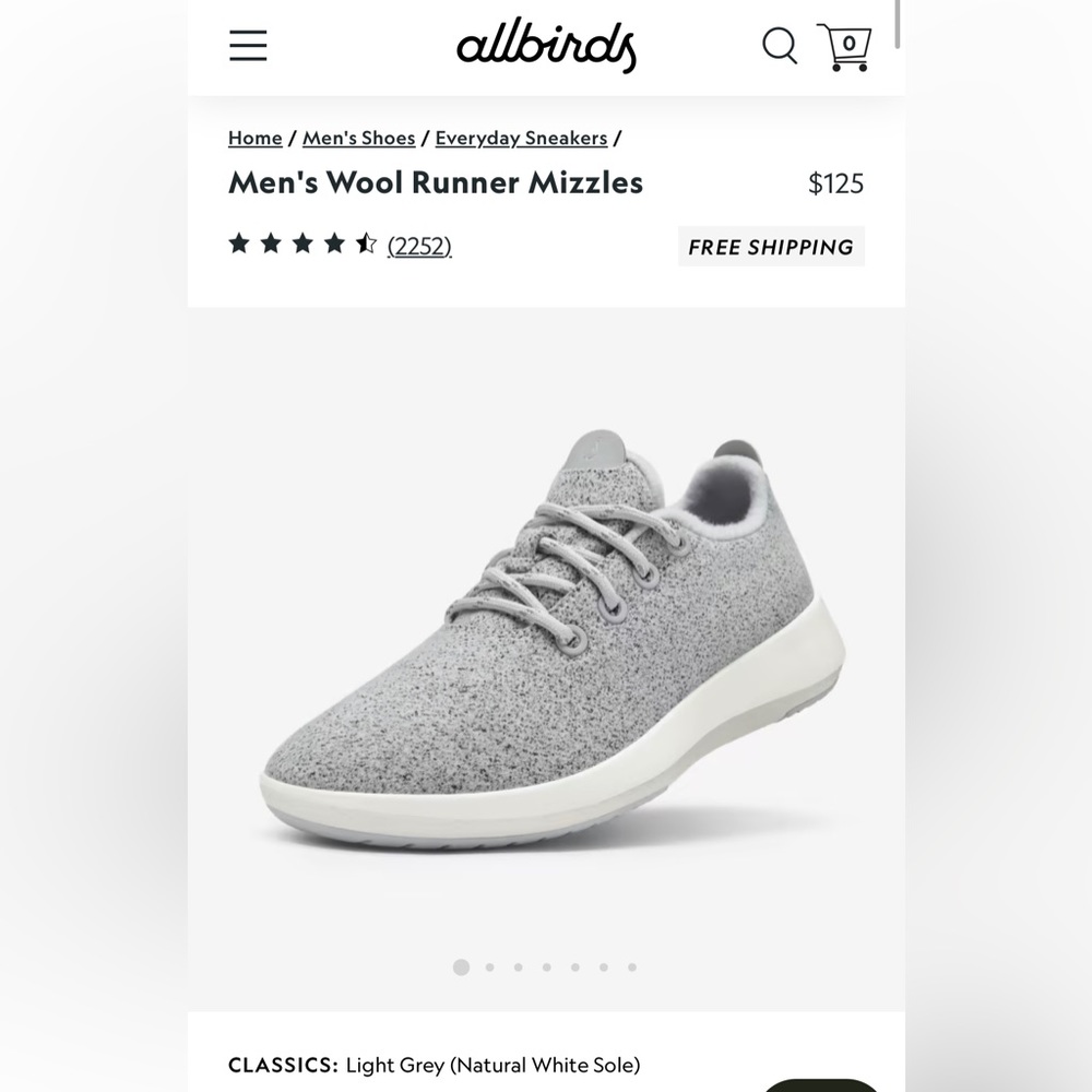Allbirds - Mens Wool Runners - size 10